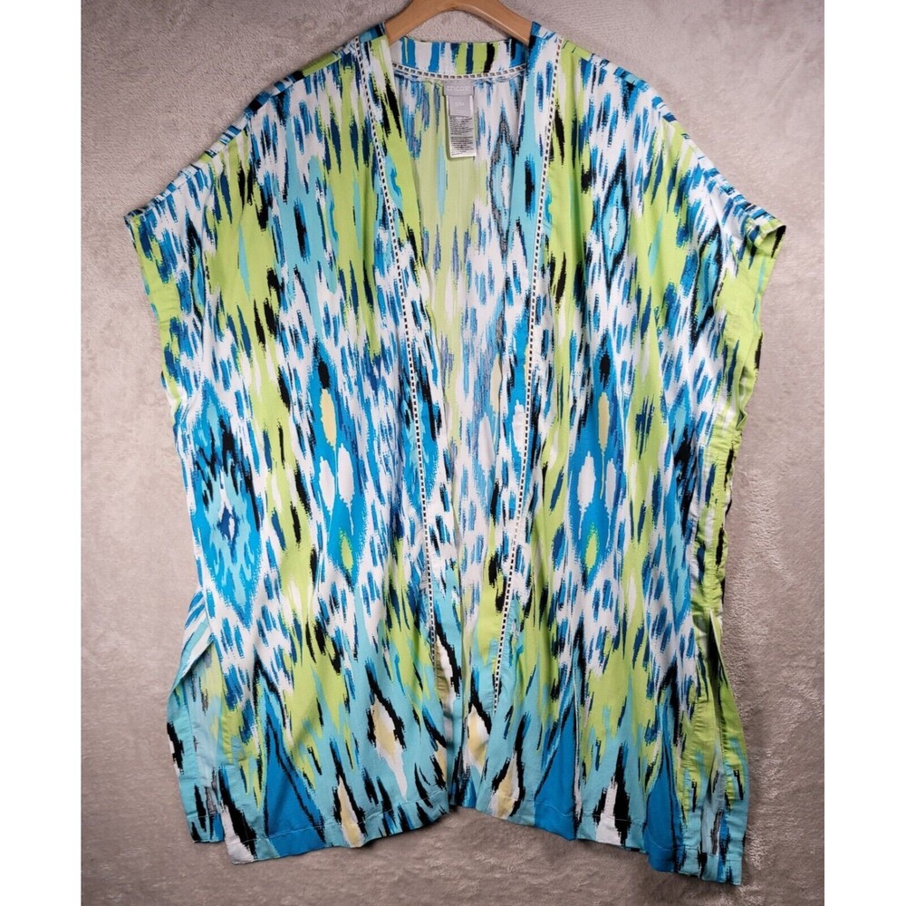 Chicos Cardigan Cover Up Top Womens Size S/M Open Front Colorful Beach